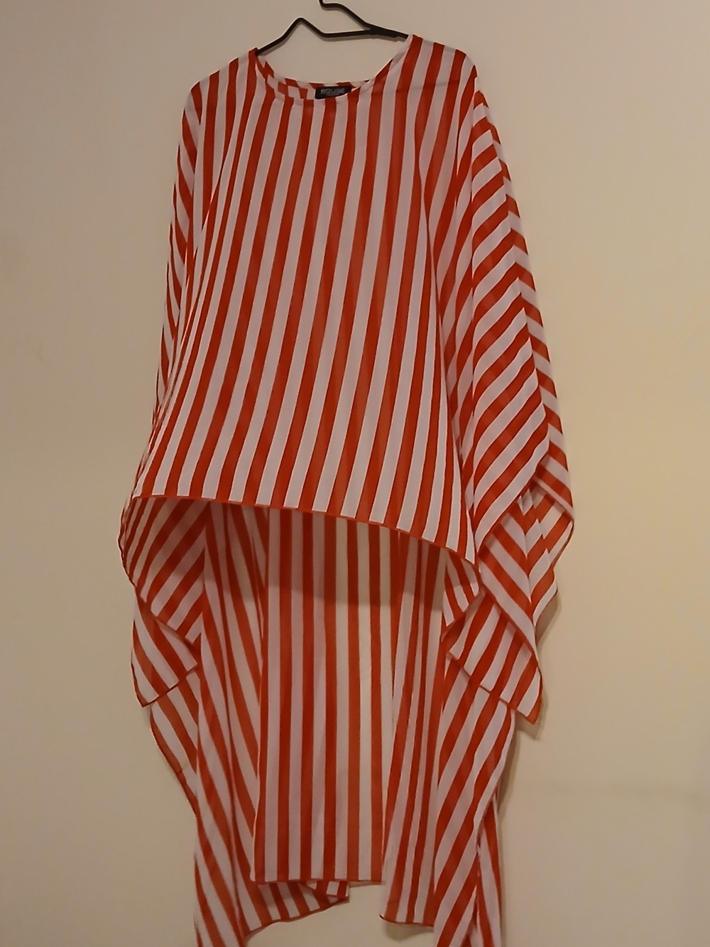 Rouge! Red and White Striped Draped Tunic
